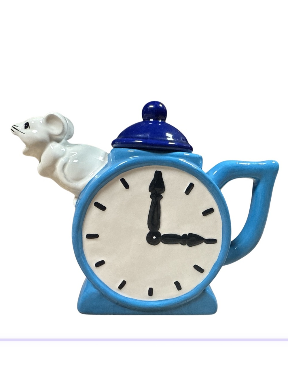 Vintage Danbury Mint “Pots of Fun” “Tea Time” Mouse Clock Ceramic Teapot